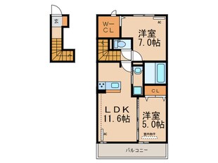 La・famille B棟の物件間取画像